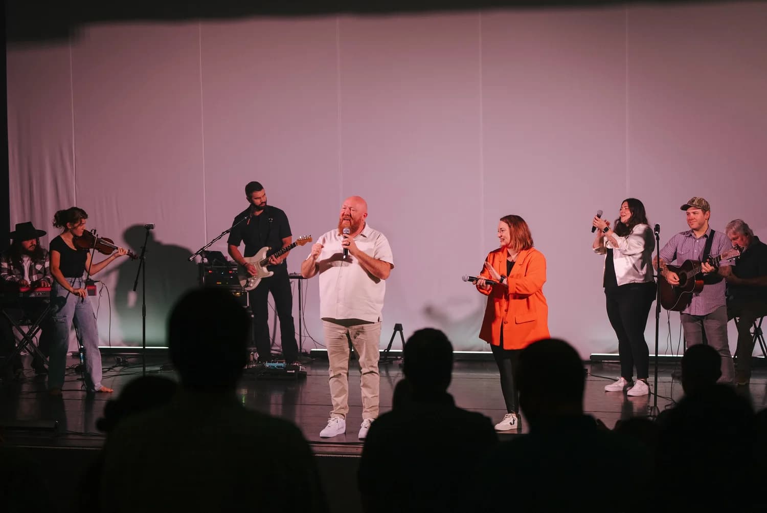 The Brighthouse worship team leading on stage during the first Sunday gathering